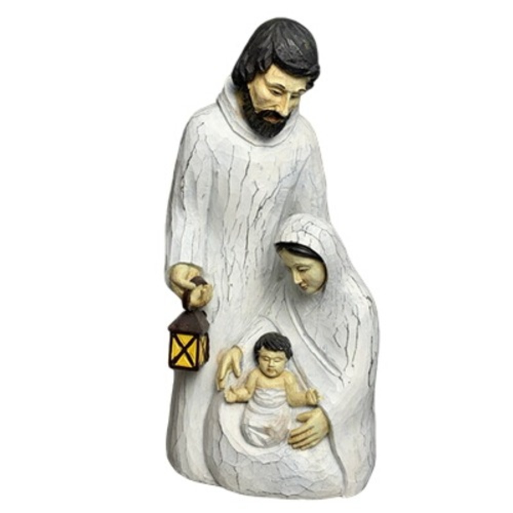 Holy Family Nativity Scene Statue Hand-Carved Wood Figure Joseph Mary Baby Jesus